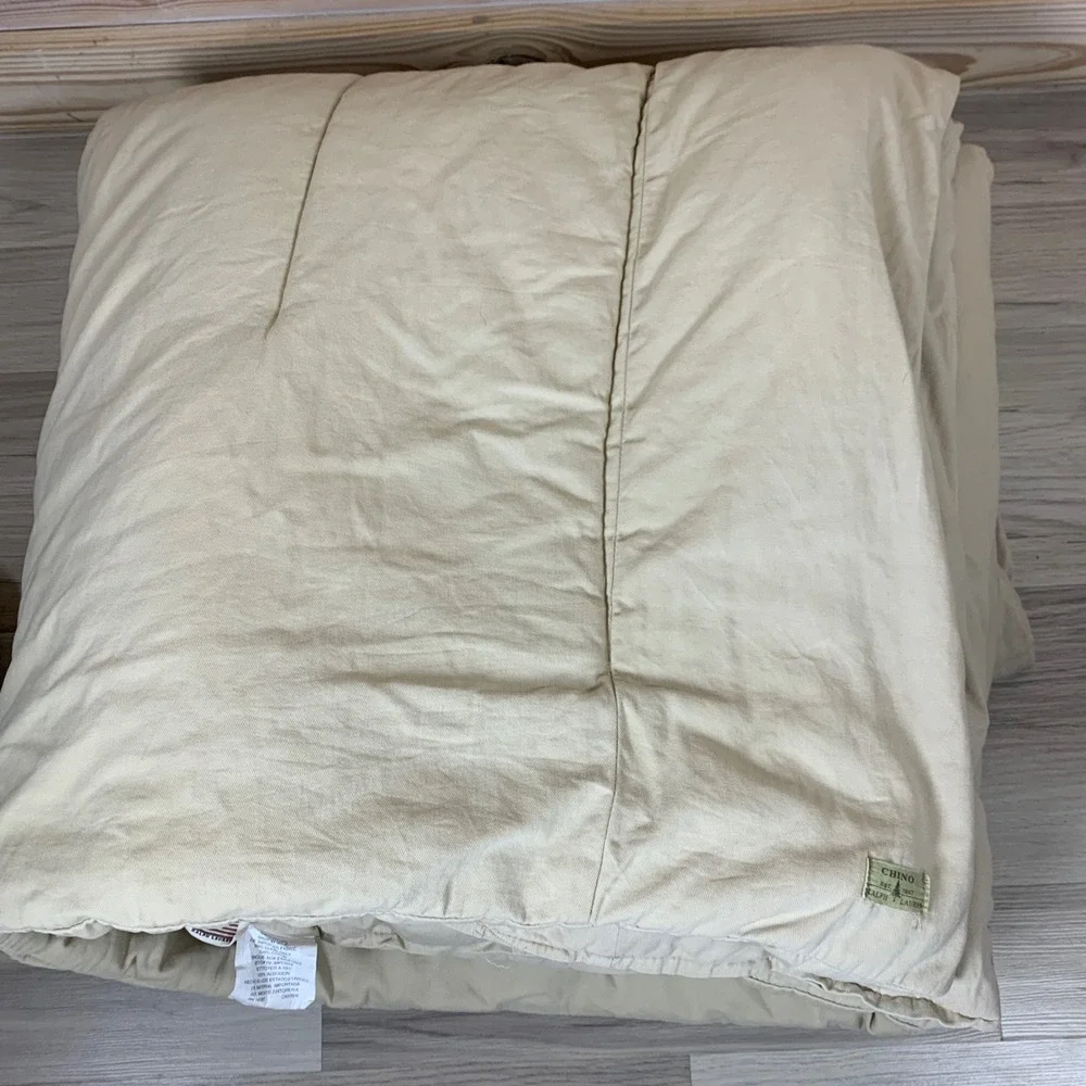 Ralph Lauren Chino Comforter Twin Khaki Tan 90s USA Cotton Heavyweight Prep Bed